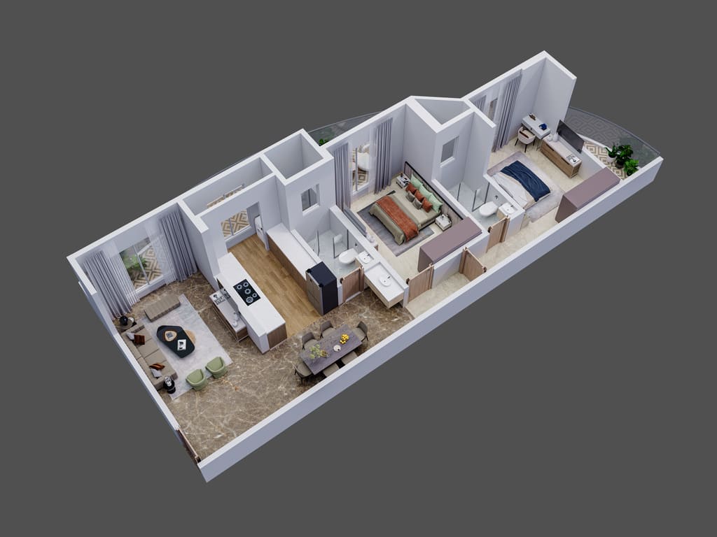 Arc Hayaat Hilton 2BHK Floor Plan