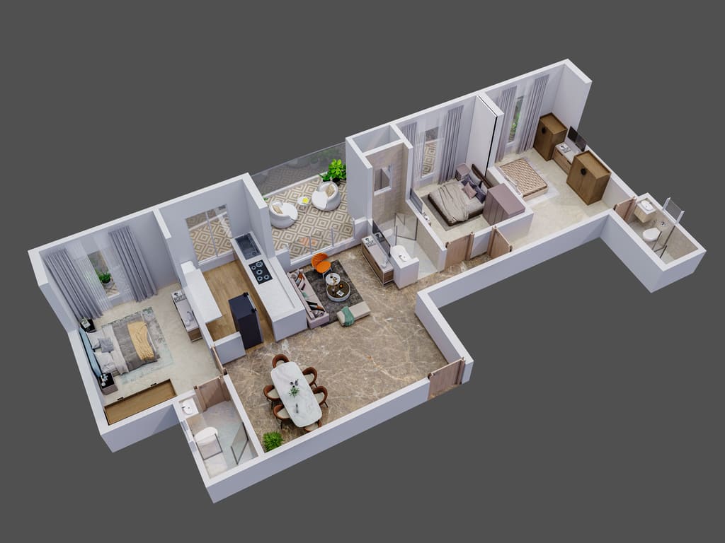 Arc Hayaat Hilton 3BHK Floor Plan